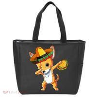 Mexican Chihuahua Dog Dabbing Sombrero Taco Cinco De Mayo Tote Bag thumb 0
