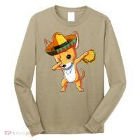 Mexican Chihuahua Dog Dabbing Sombrero Taco Cinco De Mayo Long Sleeve Shirt thumb 0
