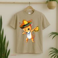 Mexican Chihuahua Dog Dabbing Sombrero Taco Cinco De Mayo T-Shirt thumb 2