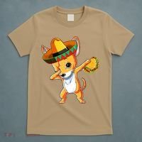 Mexican Chihuahua Dog Dabbing Sombrero Taco Cinco De Mayo T-Shirt thumb 5
