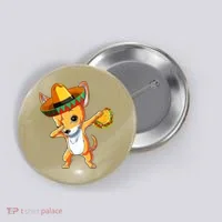 Mexican Chihuahua Dog Dabbing Sombrero Taco Cinco De Mayo Button thumb 0