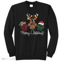 Merry Christmas Dog Paws Lights Buffalo Plaid Leopard Xmas Sweatshirt thumb 0