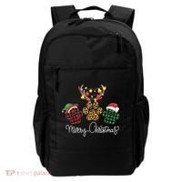 Merry Christmas Dog Paws Lights Buffalo Plaid Leopard Xmas Backpack thumb 0