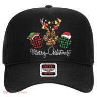 Merry Christmas Dog Paws Lights Buffalo Plaid Leopard Xmas Hat thumb 0