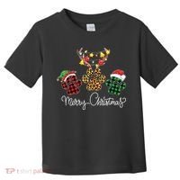 Merry Christmas Dog Paws Lights Buffalo Plaid Leopard Xmas Toddler T-Shirt thumb 0