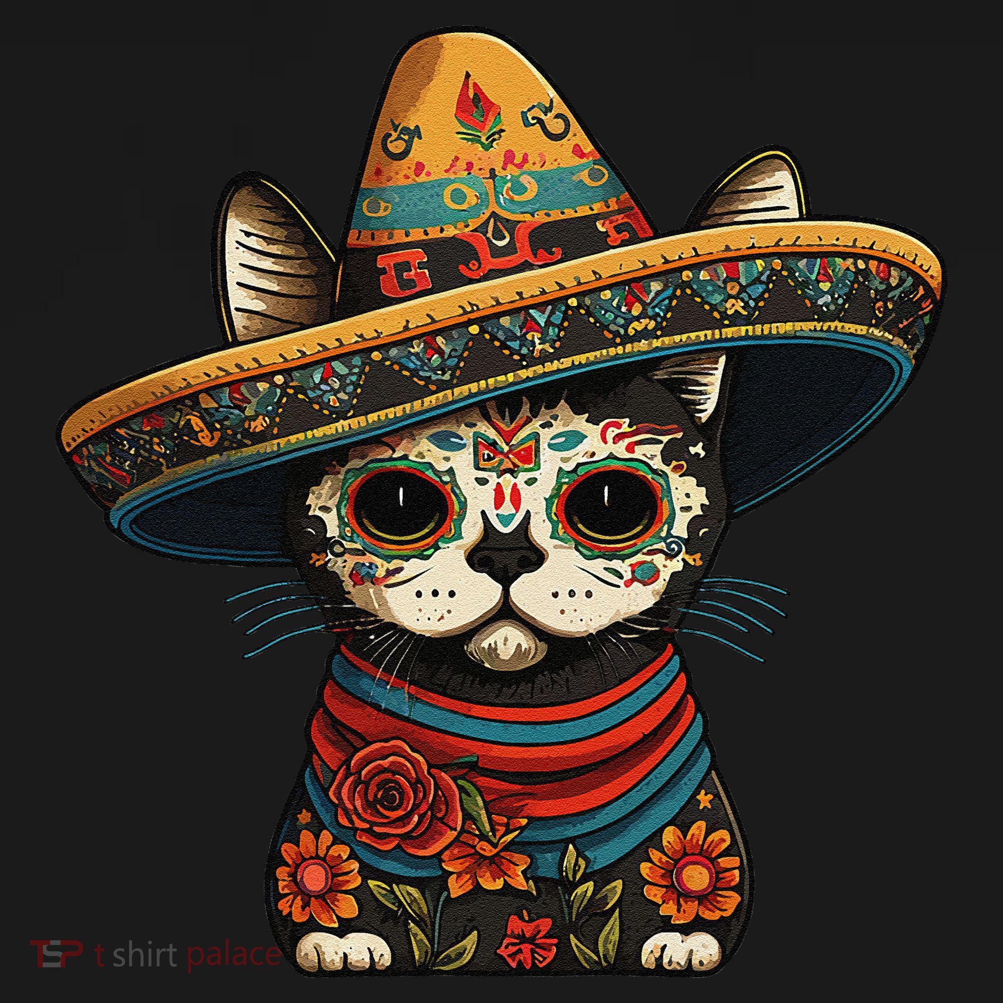Mexican Cinco De Mayo Sugar Skull Sombrero Cat Backpack