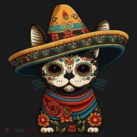 Mexican Cinco De Mayo Sugar Skull Sombrero Cat Pajama Set thumb 2