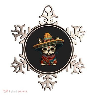 Mexican Cinco De Mayo Sugar Skull Sombrero Cat Ornament
