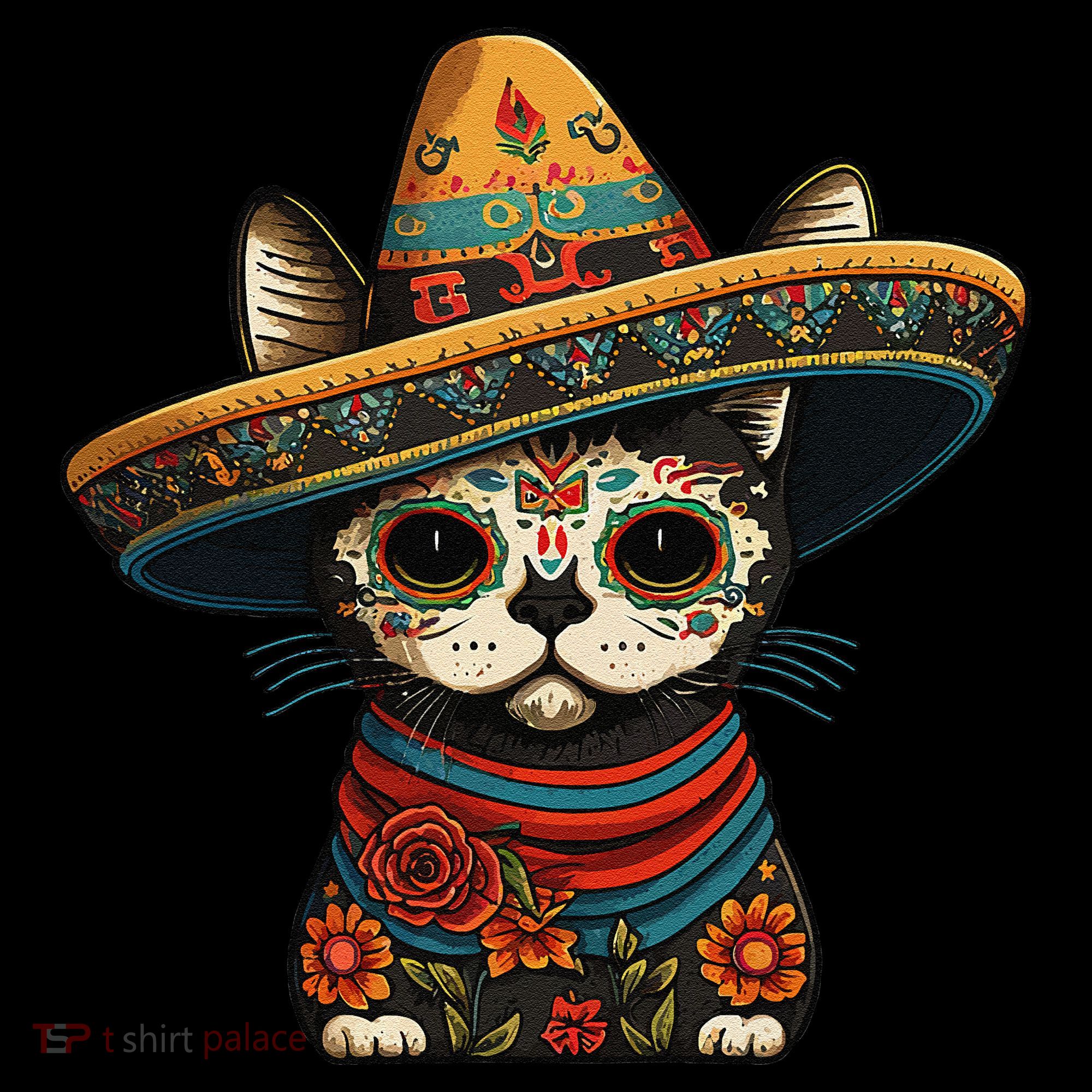 Mexican Cinco De Mayo Sugar Skull Sombrero Cat Baby Bodysuit