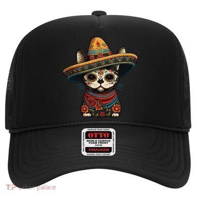 Mexican Cinco De Mayo Sugar Skull Sombrero Cat Hat