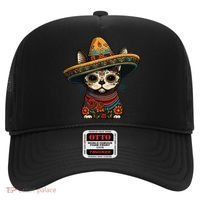 Mexican Cinco De Mayo Sugar Skull Sombrero Cat Hat thumb 0