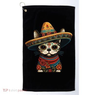 Mexican Cinco De Mayo Sugar Skull Sombrero Cat Golf Towel