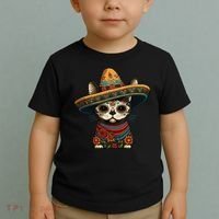 Mexican Cinco De Mayo Sugar Skull Sombrero Cat Toddler T-Shirt thumb 2