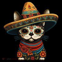Mexican Cinco De Mayo Sugar Skull Sombrero Cat Women's T-Shirt thumb 6