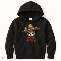 Mexican Cinco De Mayo Sugar Skull Sombrero Cat Kids Hoodie thumb 0