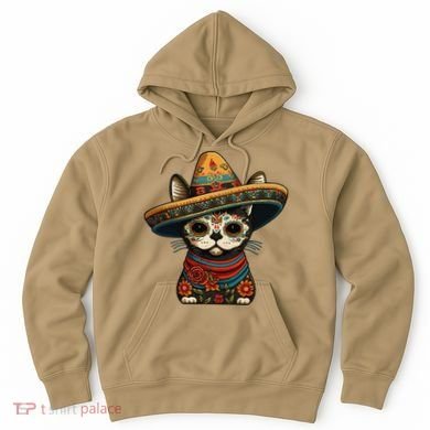 Mexican Cinco De Mayo Sugar Skull Sombrero Cat Hoodie