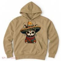Mexican Cinco De Mayo Sugar Skull Sombrero Cat Hoodie thumb 0