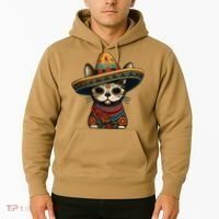 Mexican Cinco De Mayo Sugar Skull Sombrero Cat Hoodie thumb 2