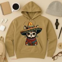 Mexican Cinco De Mayo Sugar Skull Sombrero Cat Hoodie thumb 3
