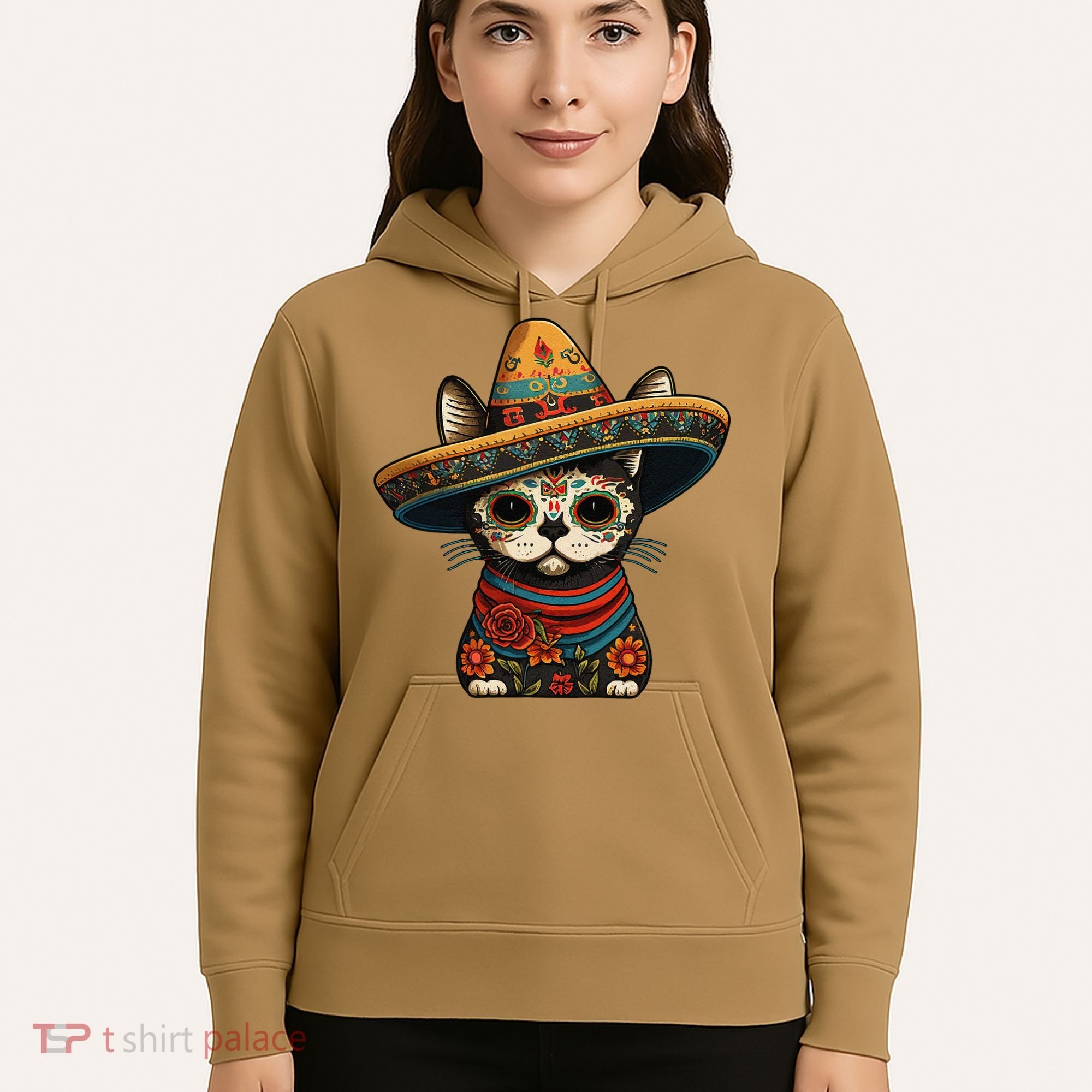 Mexican Cinco De Mayo Sugar Skull Sombrero Cat Hoodie