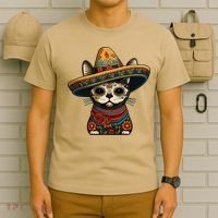 Mexican Cinco De Mayo Sugar Skull Sombrero Cat T-Shirt thumb 6