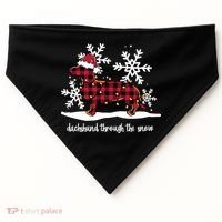 Merry Christmas Dachshund Dog Through The Snow USA-Made Doggie Bandana thumb 0
