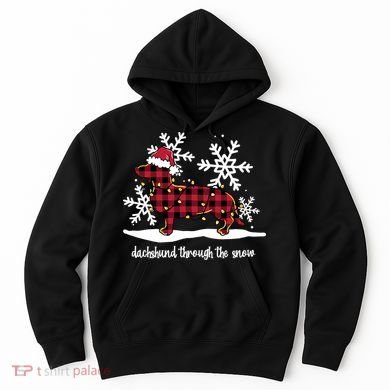 Merry Christmas Dachshund Dog Through The Snow Hoodie