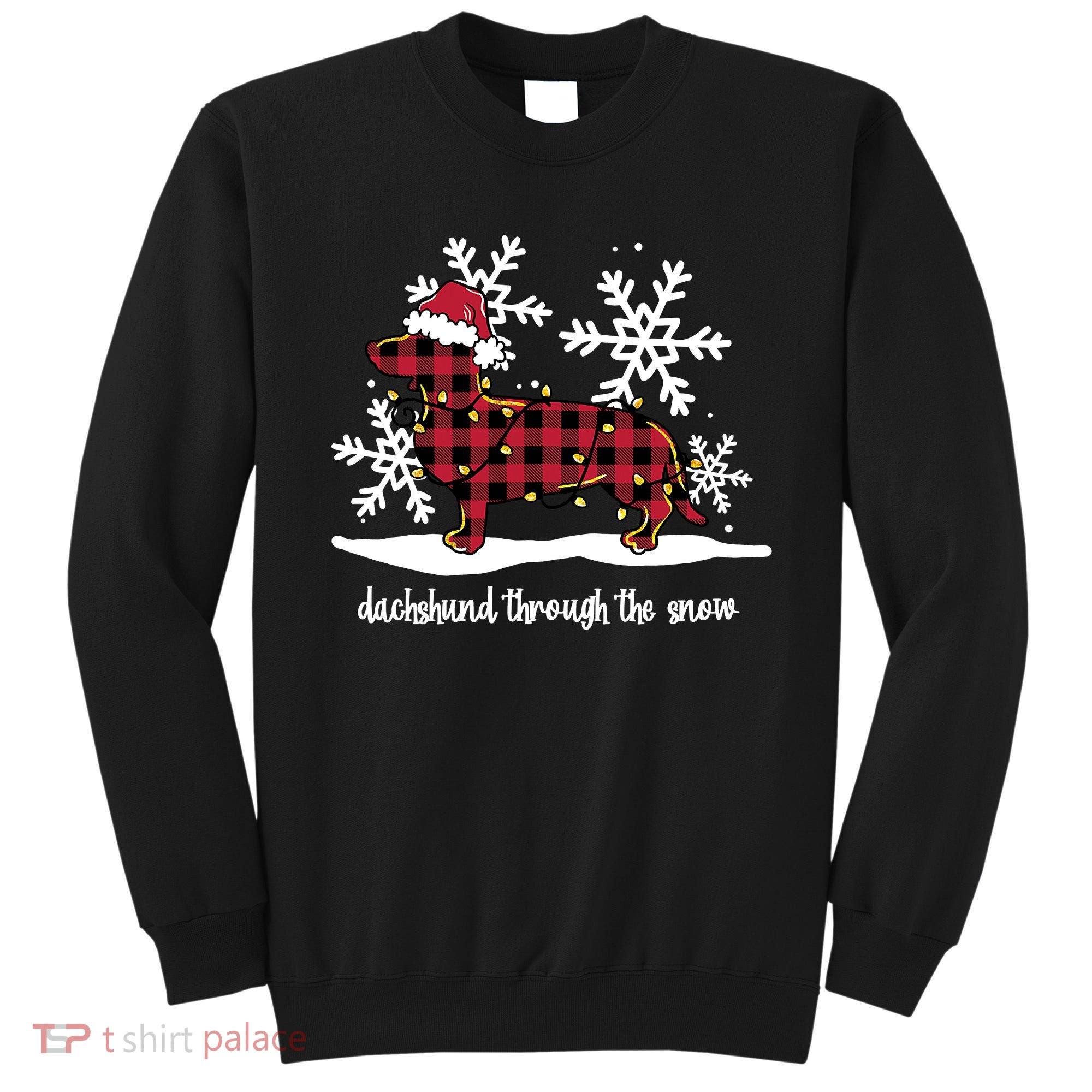 Merry Christmas Dachshund Dog Through The Snow Sweatshirt