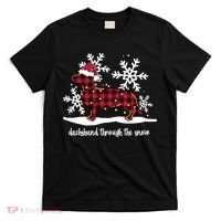 Merry Christmas Dachshund Dog Through The Snow T-Shirt thumb 0