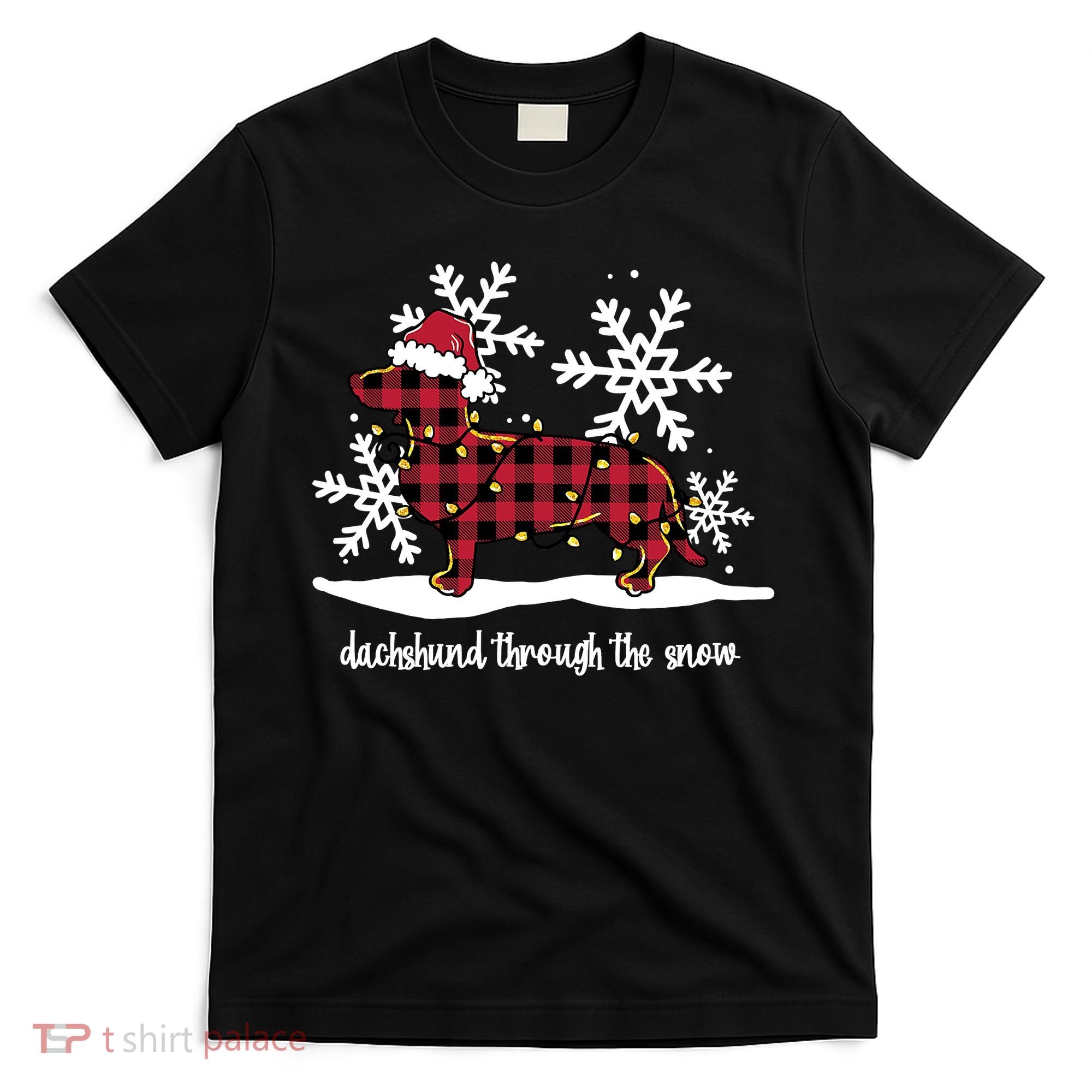 Merry Christmas Dachshund Dog Through The Snow T-Shirt