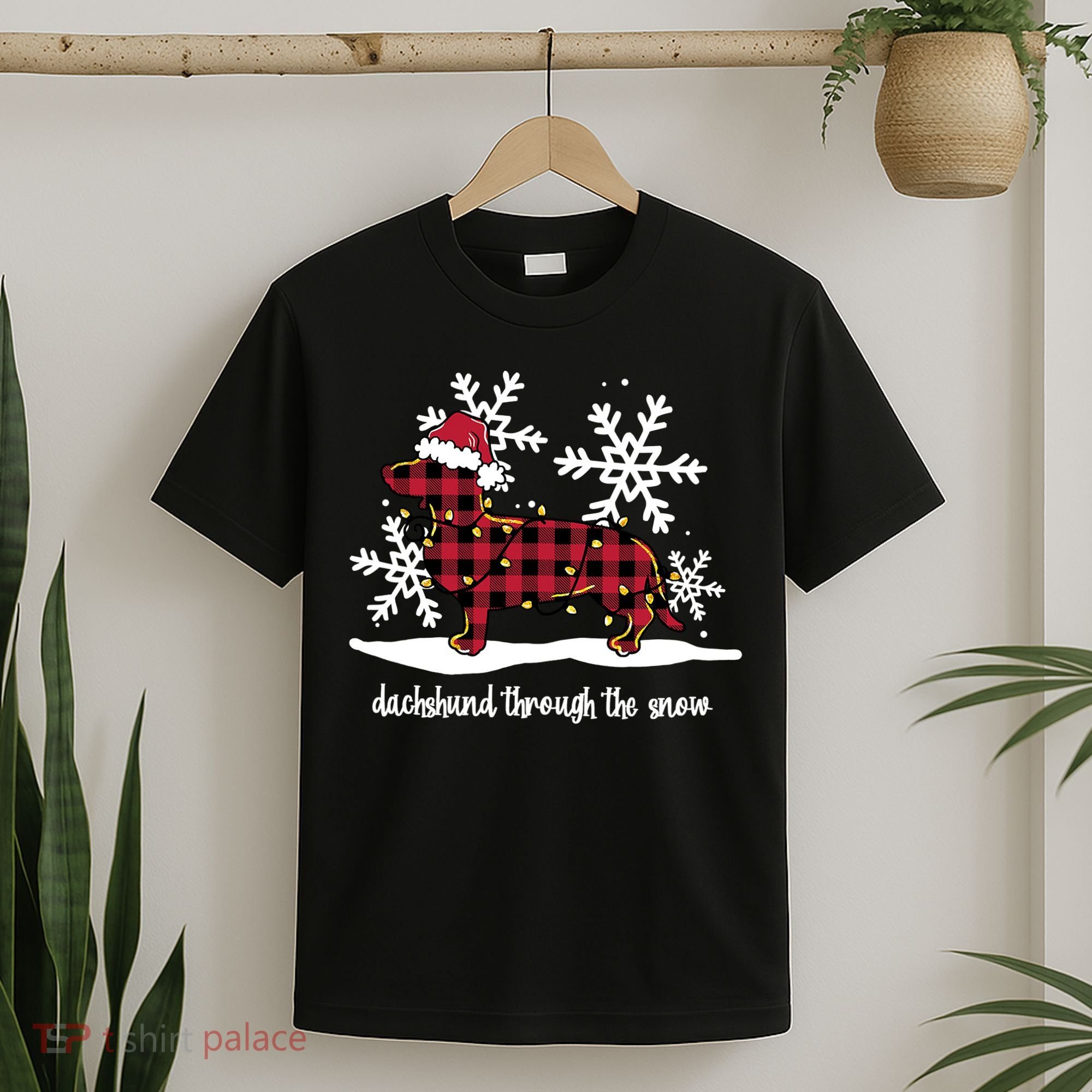 Merry Christmas Dachshund Dog Through The Snow T-Shirt
