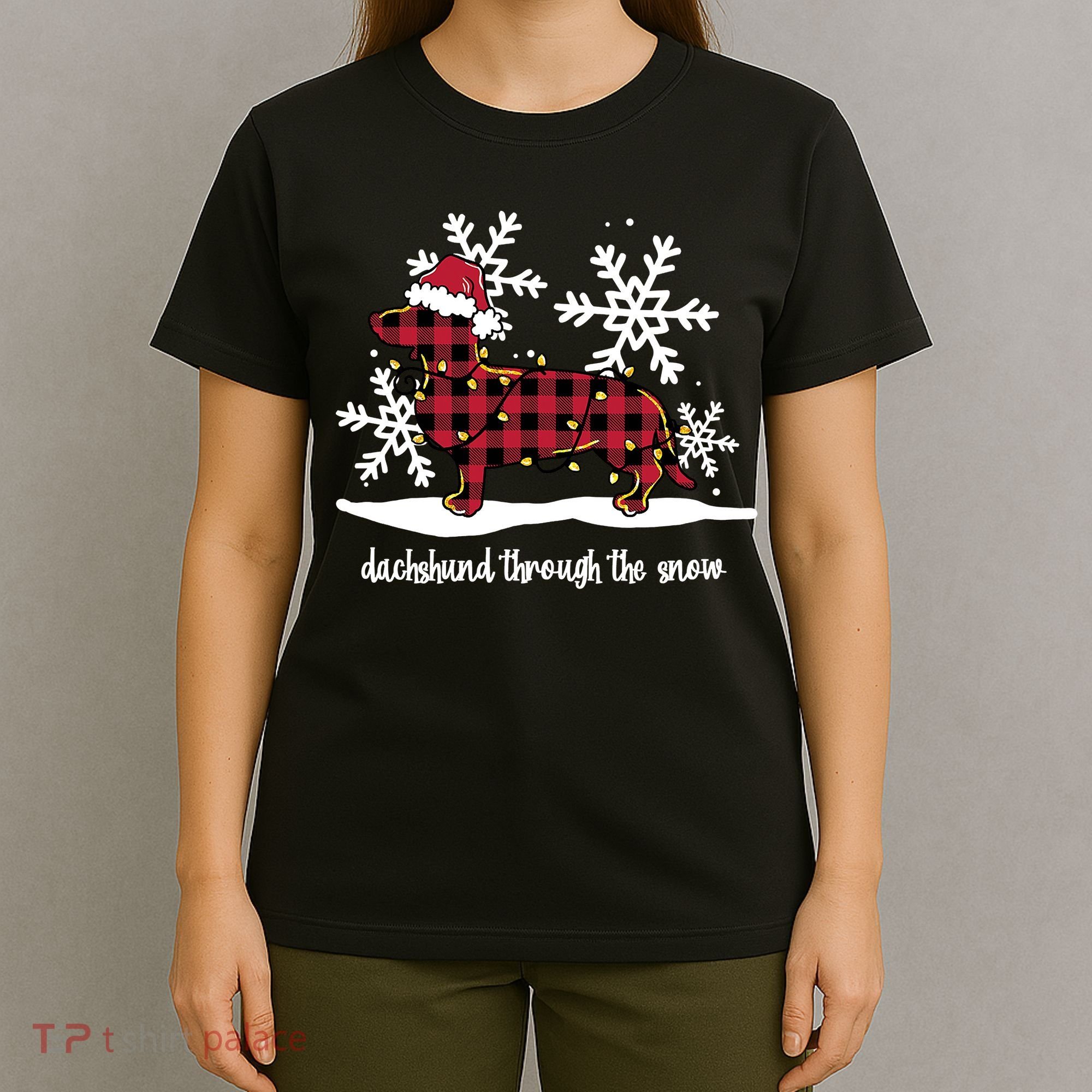 Merry Christmas Dachshund Dog Through The Snow T-Shirt