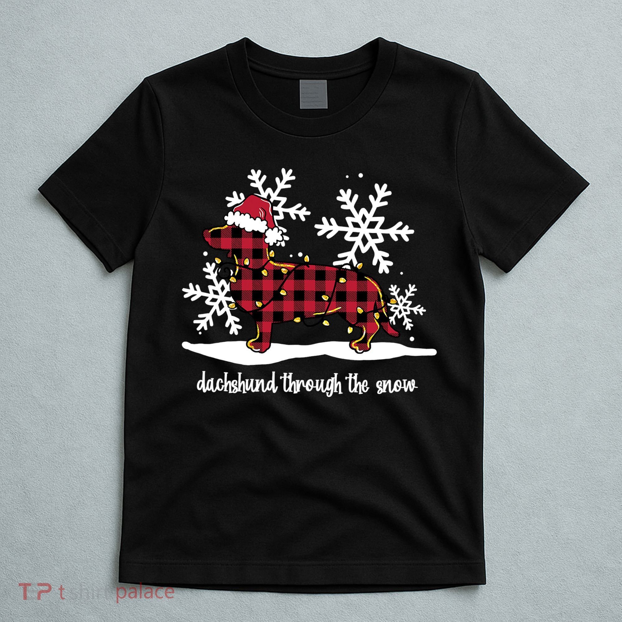 Merry Christmas Dachshund Dog Through The Snow T-Shirt