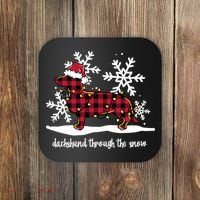 Merry Christmas Dachshund Dog Through The Snow Coaster thumb 0