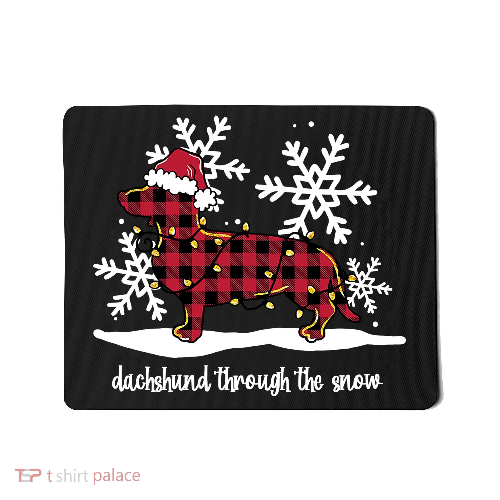 Merry Christmas Dachshund Dog Through The Snow Mousepad