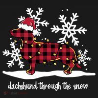Merry Christmas Dachshund Dog Through The Snow Mousepad thumb 1