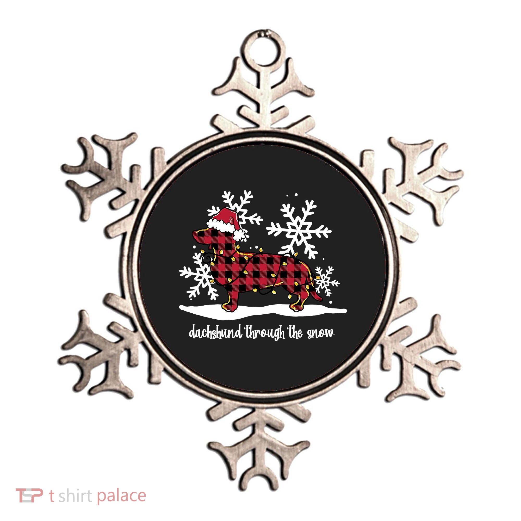 Merry Christmas Dachshund Dog Through The Snow Ornament