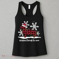 Merry Christmas Dachshund Dog Through The Snow Women's Tank Top thumb 3