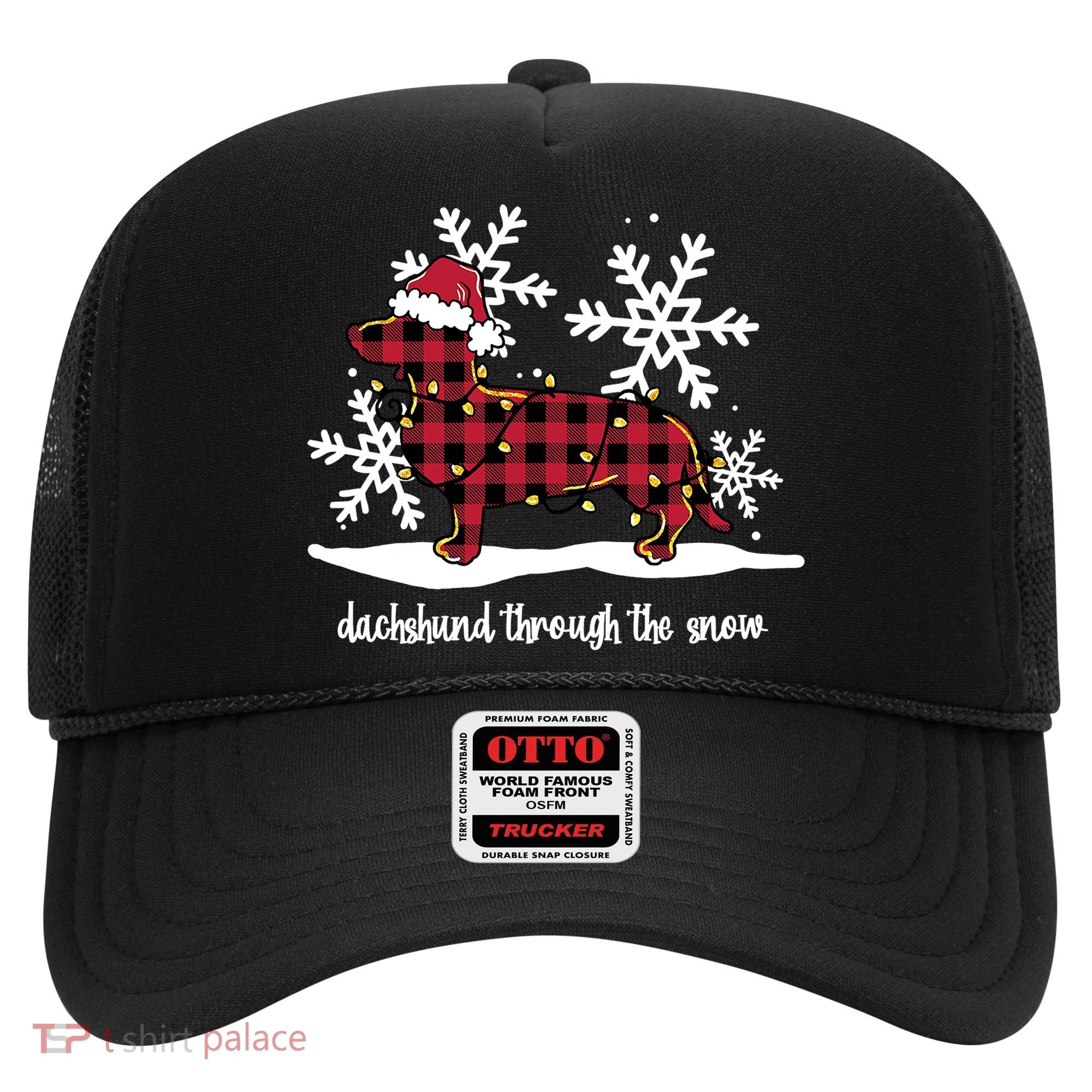 Merry Christmas Dachshund Dog Through The Snow Hat