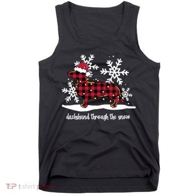 Merry Christmas Dachshund Dog Through The Snow Tank Top
