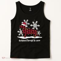 Merry Christmas Dachshund Dog Through The Snow Tank Top thumb 2