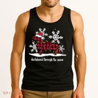 Merry Christmas Dachshund Dog Through The Snow Tank Top thumb 3