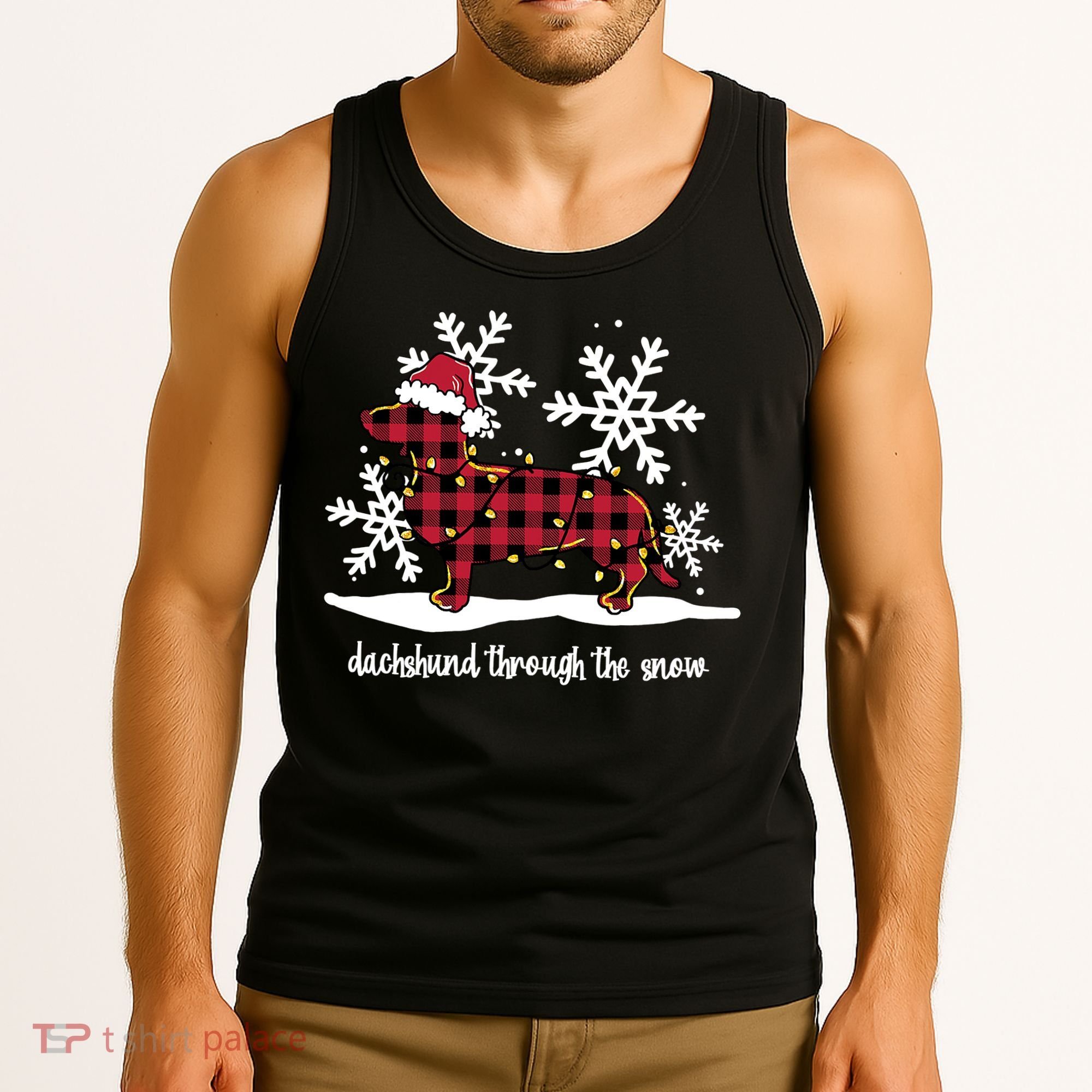 Merry Christmas Dachshund Dog Through The Snow Tank Top