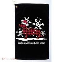 Merry Christmas Dachshund Dog Through The Snow Golf Towel thumb 0