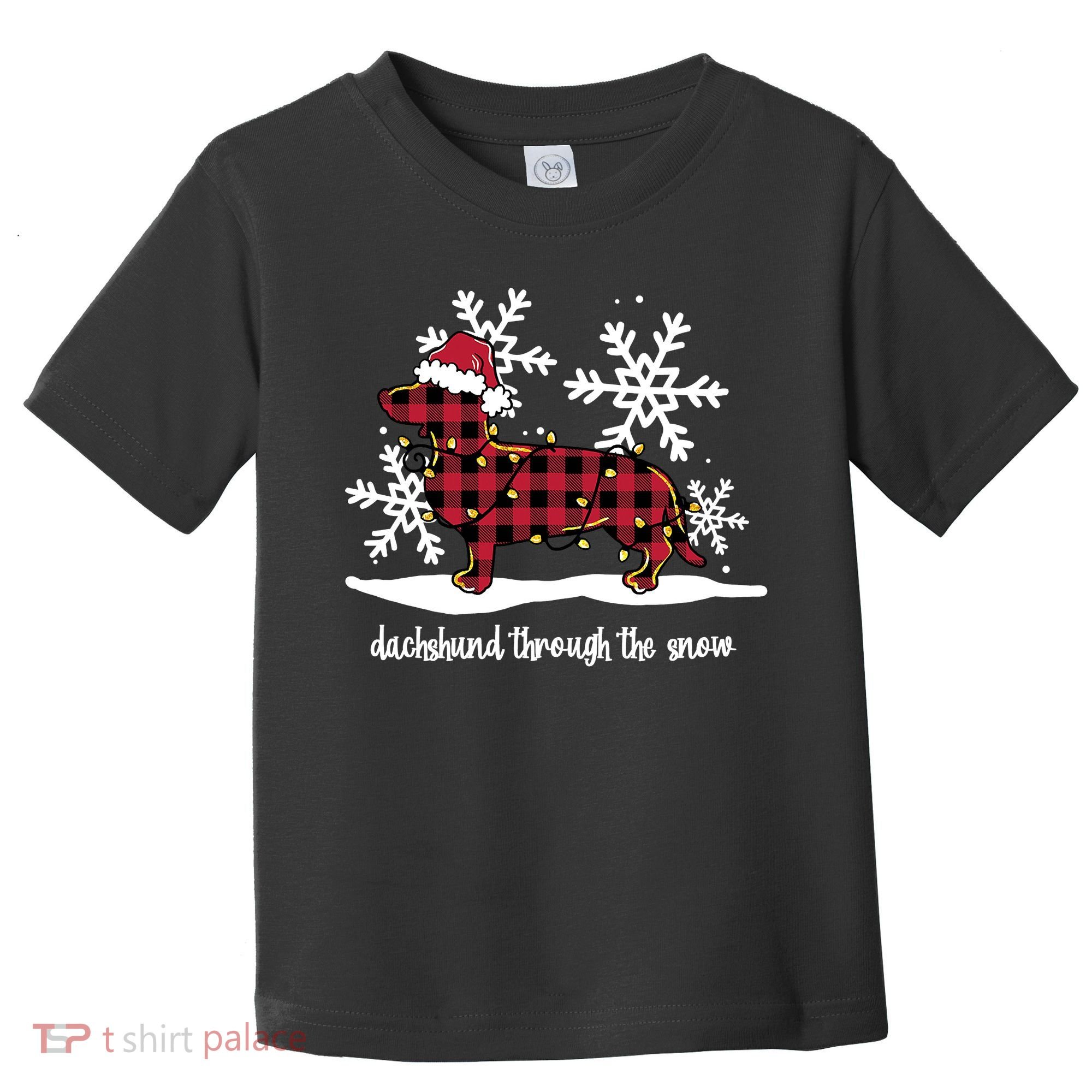 Merry Christmas Dachshund Dog Through The Snow Toddler T-Shirt