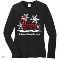 Merry Christmas Dachshund Dog Through The Snow Women's Long Sleeve Shirt thumb 0