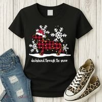 Merry Christmas Dachshund Dog Through The Snow Women's T-Shirt thumb 3