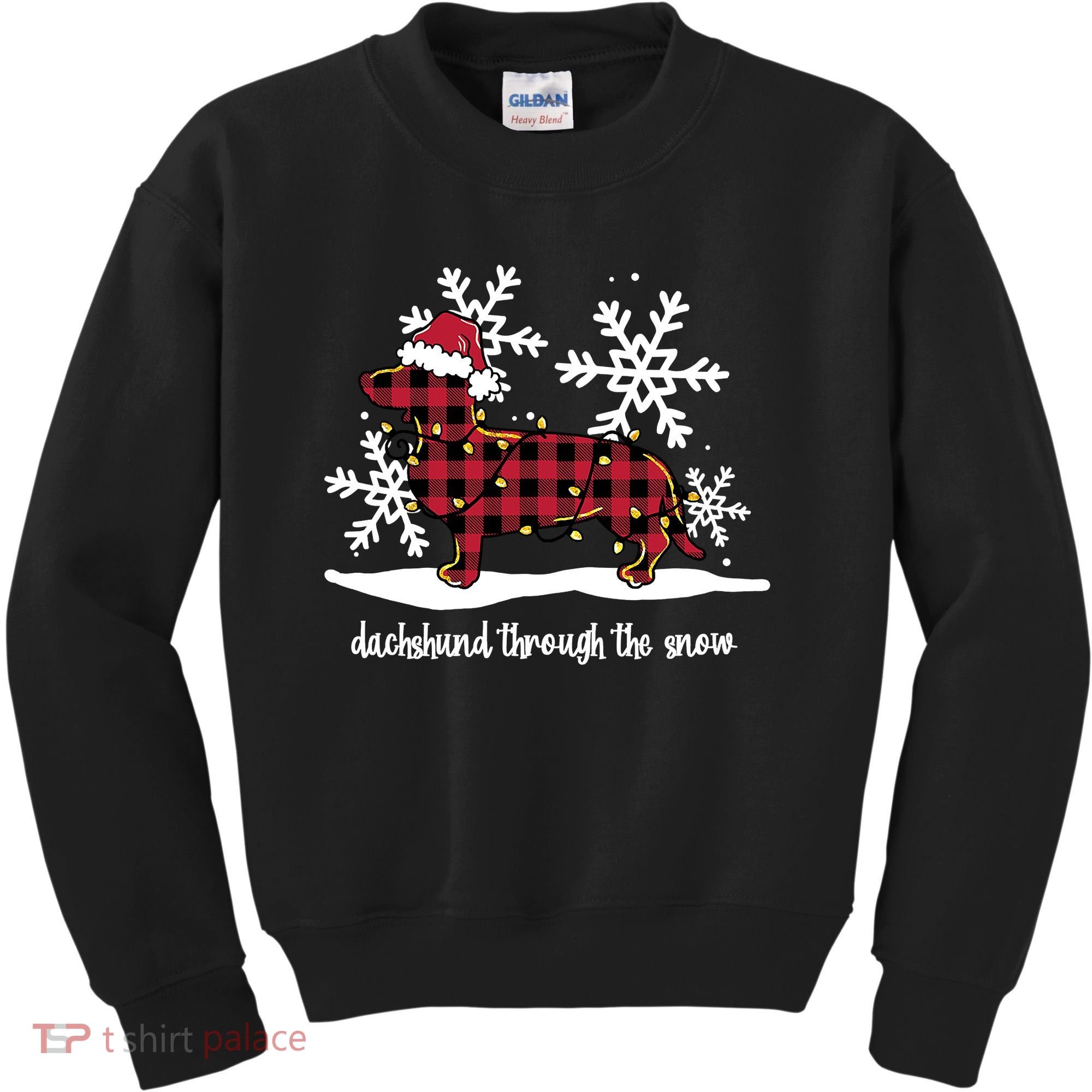 Merry Christmas Dachshund Dog Through The Snow Kids Sweatshirt