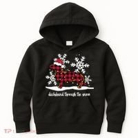 Merry Christmas Dachshund Dog Through The Snow Kids Hoodie thumb 0