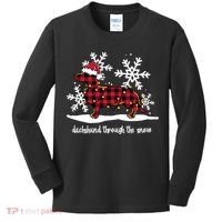 Merry Christmas Dachshund Dog Through The Snow Kids Long Sleeve Shirt thumb 0